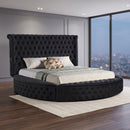 Hazel - Queen Size Tufted Storage Bed & Bluetooth Speakers, USB Port - Black by HouseOfZazla