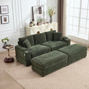Convertible Sectional Sofa Bed Set With Armrest Storage, Cup Holder, USB, 4 Seater - Green by Unique Piece Furniture