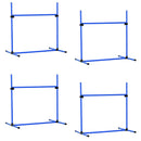 4 Piece Dog Agility Training Equipment for Dog Agility Course with Adjustable Height Jump Bars, Included Carry Bag, & Displacing Top Bar, Blue