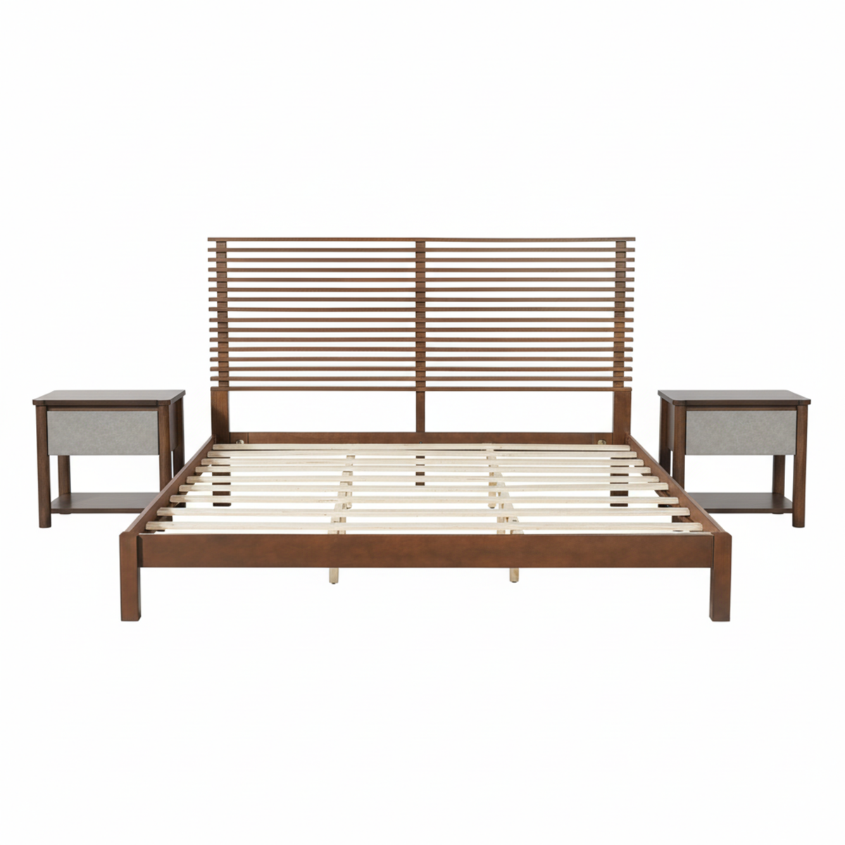 Premium Solid Wood King Size Bed Frame with Headboard - Walnut Color, photo 6 of 9