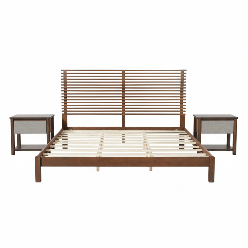 Premium Solid Wood King Size Bed Frame with Headboard - Walnut Color, photo 6 of 9
