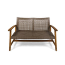 Hampton Outdoor Acacia Wood Wicker Loveseat