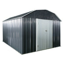 10 Ft X 12 Ft Outdoor Metal Storage Shed With Arch Roof With Lockable Doors For Backyard Garden Patio Lawn - Black by HouseOfZazla