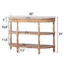 Handcrafted Console Table With Hand Woven Trim, 3 Tier Storage Shelves - Natural
