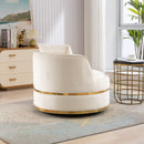 360 Degree Swivel Accent Chair Velvet Modern Upholstered Barrel Chair Over-Sized Soft Chair with Seat Cushion for Living Room, Bedroom, Office, Apartment, Beige
