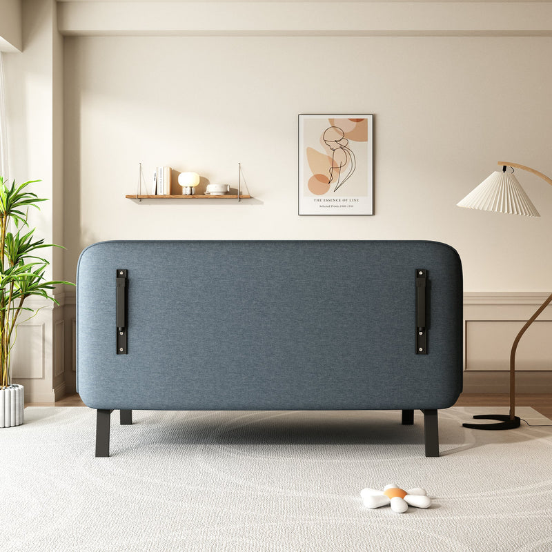 55" Convertible Chair Bed, Tri-Fold Sofa Bed with Adjustable Backrest & Pillow, Leisure Chaise Lounge Couch with Sturdy Steel Frame for Home & Office, Comfortable Sleeper Chair