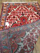 3' 2' X 5' 1" Handmade Floral Wool Rug Red Beige /Ivory