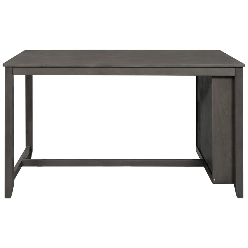 5 Pieces Counter Height Rustic Farmhouse Dining Room Wooden Bar Table Set with 4 stools, Gray