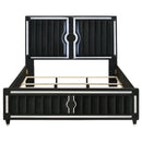 Ravenne Velvet Upholstered California King LED Panel Bed Black