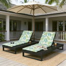 Black Acacia Wood Chaise Lounge with Leaf Coconut Cushion by HouseOfZazla