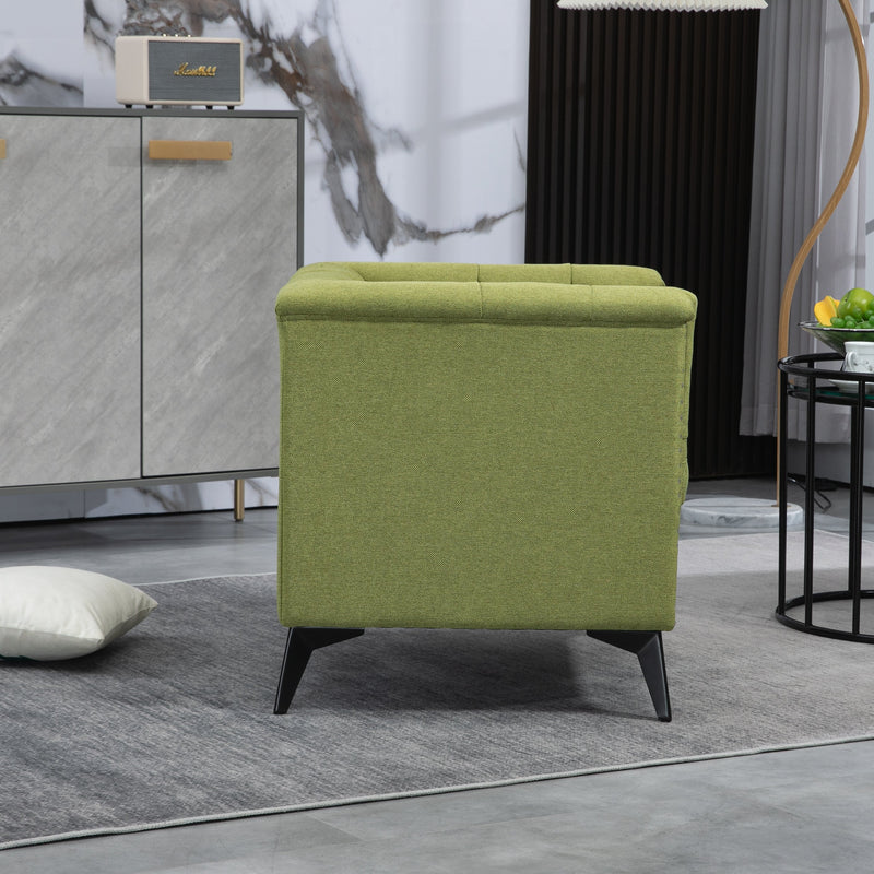 Accent Chair Living Room Chairs Single Sofa Chair,Arm Chairs with Linen Fabric, Mid Century Accent Arm Chairs Comfy Reading Lounge Club Armchair for Bedroom Office Study