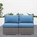 Armless Patio Sofa Set, With UV Resistant Frame And Waterproof Cushions - Blue / Brown by HouseOfZazla
