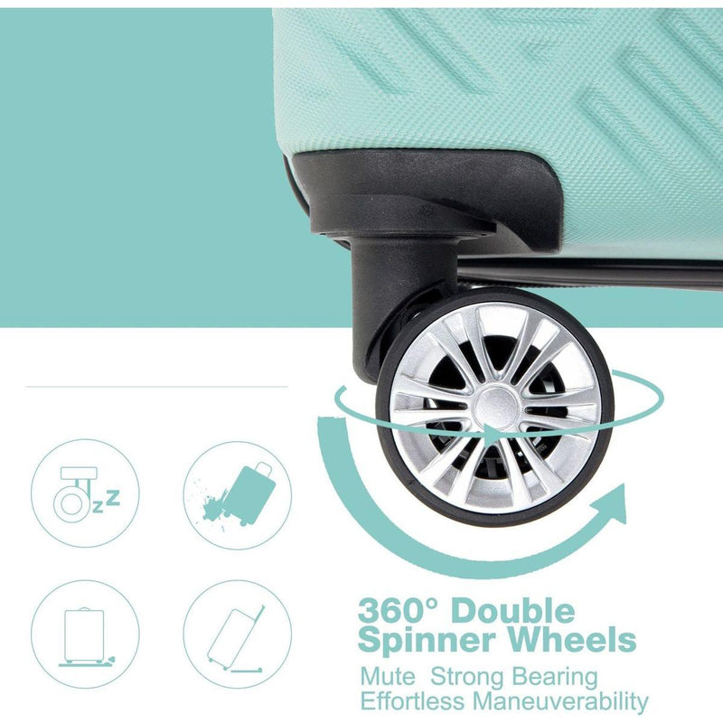 2Piece Luggage Sets ABS Lightweight Suitcase, Spinner Wheels, (20/14) LIGHT BLUE