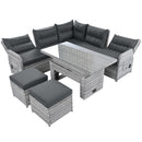 Outdoor Furniture Set Patio Rattan with Recliners and Tables