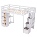 Loft Bed With Storage Drawers And Stairs With Shelves by HouseOfZazla