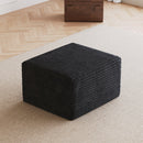 Black Plush Corduroy Sofa Ottoman - No Assembly Required