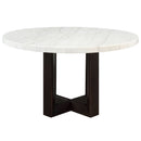 Edwyn - Round Dining Table - White Natural Marble Top & Espresso by Unique Piece Furniture