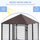 5' x 5' x 5' Dog Kennel Outdoor, Walk-in Pet Playpen, Welded Wire Steel Dog Fence with Water-and UV-Resistant Canopy, Jet Black