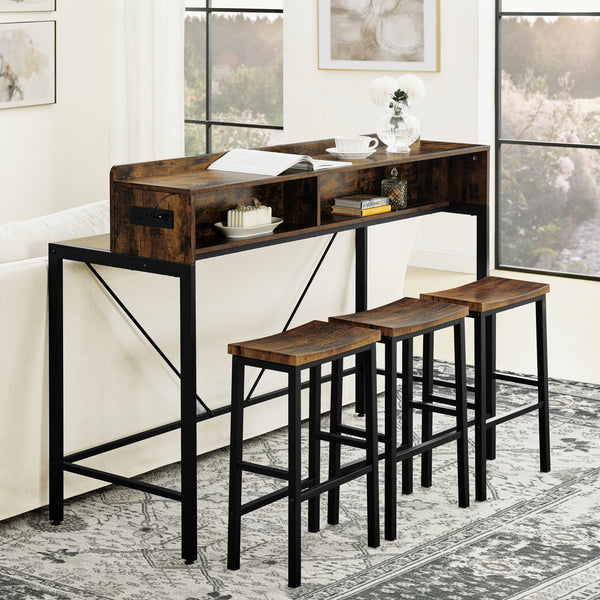 59 Inch Bar Table with Stools and LED Light, photo 2 of 10