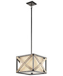 Cahoon 16"W 1-Light Anvil Iron Finish Square Shade Pendant/Semi-Flush Mount Light Fixture by Kichler by LampsUSA