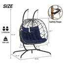 2 Person Outdoor Rattan Hanging Chair Patio Wicker Egg Chair