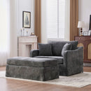 Accent Chair With Ottoman, Includes 2 Bolster Pillows