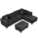 Modern Sectional Sofa With Storage Ottoman, L - Shape Couch With 2 Pillows And Cup Holders by HouseOfZazla