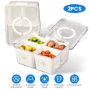 2Pack Airtight Fruit Storage Containers 4-Compartment Food Storage Containers Fruit Vegetable Organizers with 8 Removable Colanders for Fridge Picnic