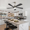 Modern Ceiling Fan With Dimmable LED Light 5 Solid Wood Blades Remote Control Reversible Dc Motor With Smart App Control - Nickel by HouseOfZazla