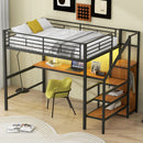Loft Bed With Desk, Storage Staircase, Small Wardrobe And LED Light