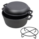 2 In 1 Pre-Seasoned Cast Iron Dutch Oven With Dual Handles, 5 Quart - Black by HouseOfZazla