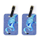 Flamingo On Slate Blue Luggage Tag