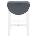 3-Piece Wood Counter Height Drop Leaf Dining Table Set with 2 Upholstered Dining Chairs for Small Place, White+Gray