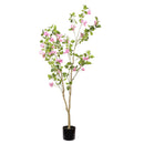 Artificial Bougainvillea Tree, Realistic Faux Plant In Pot, Indoor Decor For Home - Baby Pink / Green Leaf by HouseOfZazla