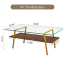 Rectangle Coffee Table, Tempered Glass Tabletop With Metal Legs, Modern Table For Living Room by HouseOfZazla