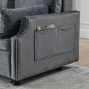 50" Velvet Upholstered Sleeper Sofa bed with Side Storage Pockets, Nailhead Design, 2-Seater Sofa with 2 Pillows and removeable Backrest Pull-out Sofa Bed for Small Spaces in Living Rooms