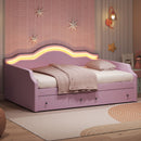 Upholstered Daybed With LED Lights And 2 Drawersme