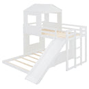 Loft Bunk Bed With Playhouse, Farmhouse, Ladder, Slide And Guardrails by Unique Piece Furniture