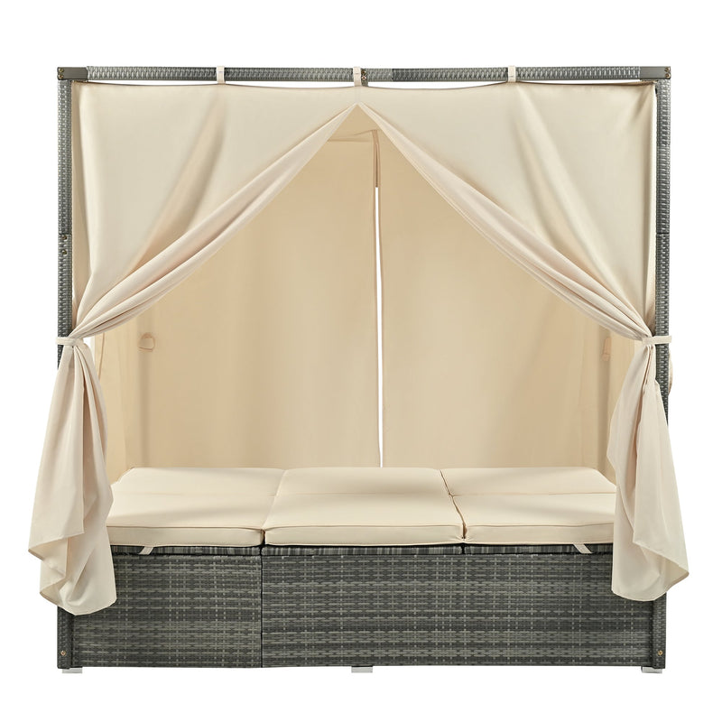 Adjustable Sun Bed With Curtain, High Comfort, With 3 Colors