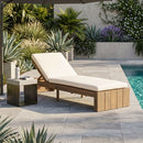 Adjustable Outdoor Chaise Lounge Patio Recliner - Beige / Light Teak by HouseOfZazla