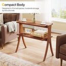 Narrow 2 Tier Side Slim Accent Table For Living Bedroom Or Entryway, Space Saving Furniture With Storage Shelf - Walnut by HouseOfZazla