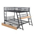 Full Size Bunk Bed With Built In Desk, Light, And 2 Drawers - Black by HouseOfZazla