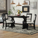 5-Piece Retro Dining Set, Rectangular Wooden Dining Table and 4 Upholstered Chairs for Dining Room and Kitchen (Black)