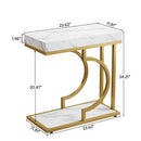 C-Shaped Sofa Side Table For Living Room - White / Gold by HouseOfZazla