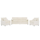 Modern Sofa Set With Double Layer Cushion And Side Storage Pockets