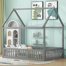 Wood House Bed With Fence And Door by HouseOfZazla