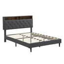 Modern Upholstered Platform Bed Frame With Button Tufted Headboard And USB Ports by Unique Piece Furniture