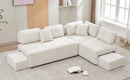 91.73" L-shaped Sofa Sectional Sofa Couch with 2 Stools and 2 Lumbar Pillows for Living Room, Biege