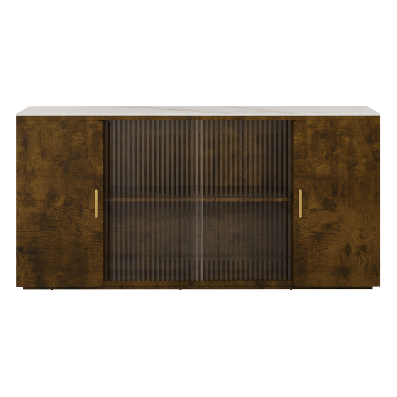 2405Wooden side cabinets with glass doors for dust prevention, modern storage display lockers for living and dining rooms and other domestic areas