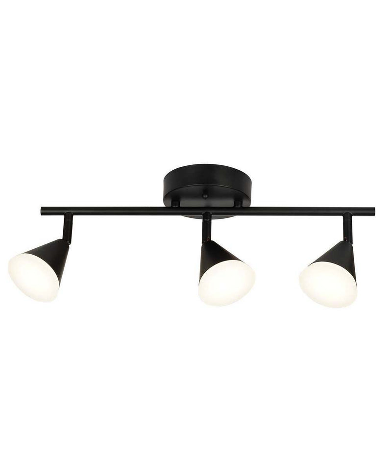 Alsy 19"W 3-Light LED Track Bar Modern Light Fixture, Matte Black with Frosted Acrylic Shades